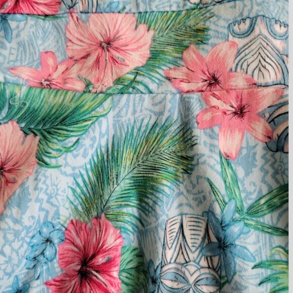 Hot Topic Fit and Flare Hawaiian Tiki Dress XS Blue Floral Halter Swing Retro - Picture 10 of 13